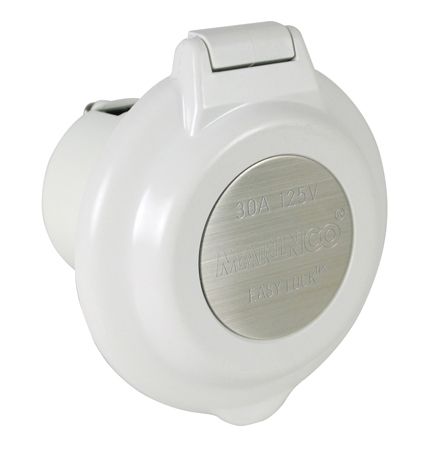 Inlet, 30A 125V, Round, White