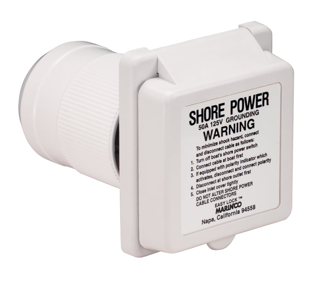 Inlet, 50A 125V, Square, White