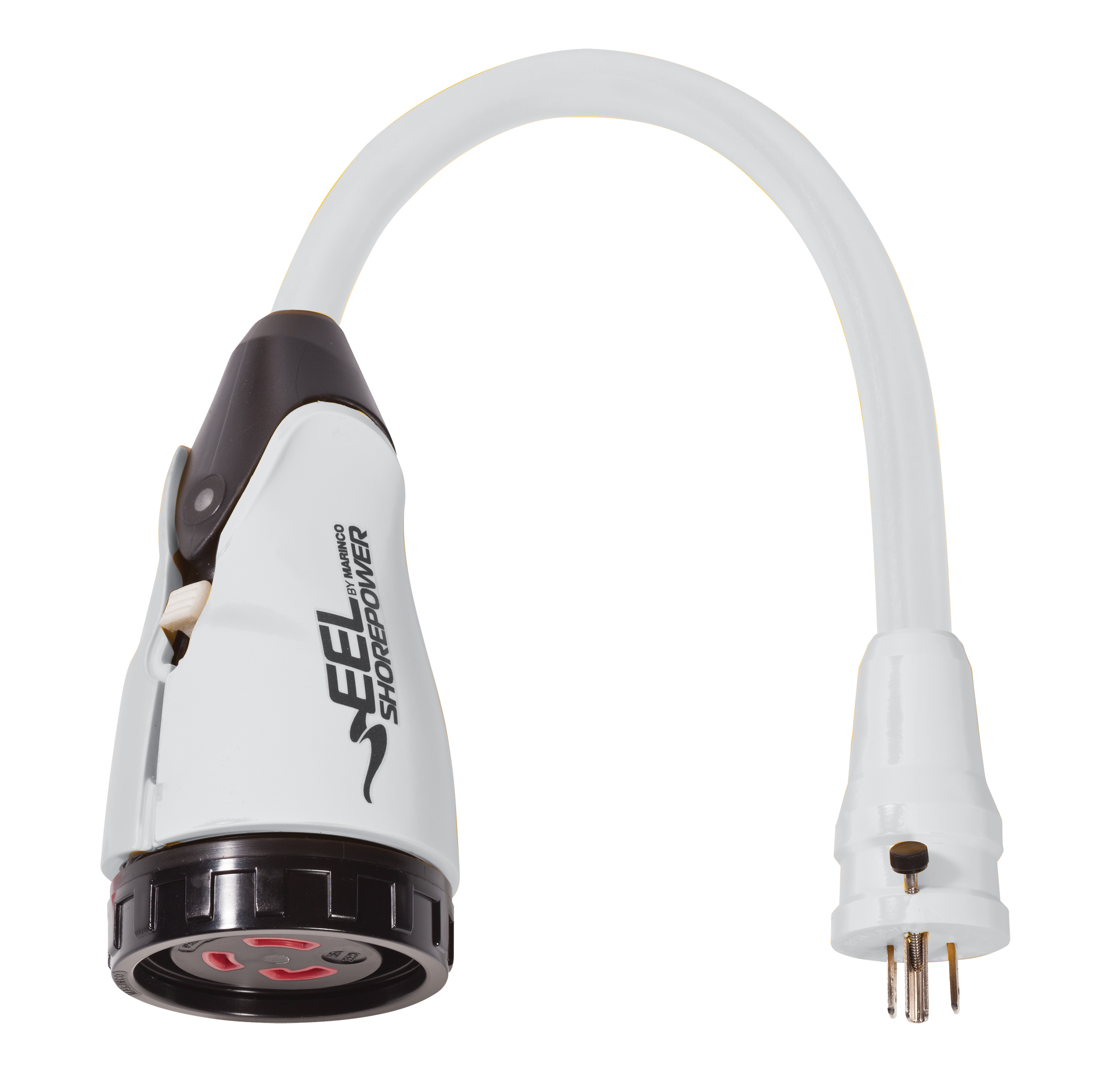 EEL Pigtail Adapter, 15A 125V Male to 30A 125V Female, 25', White
