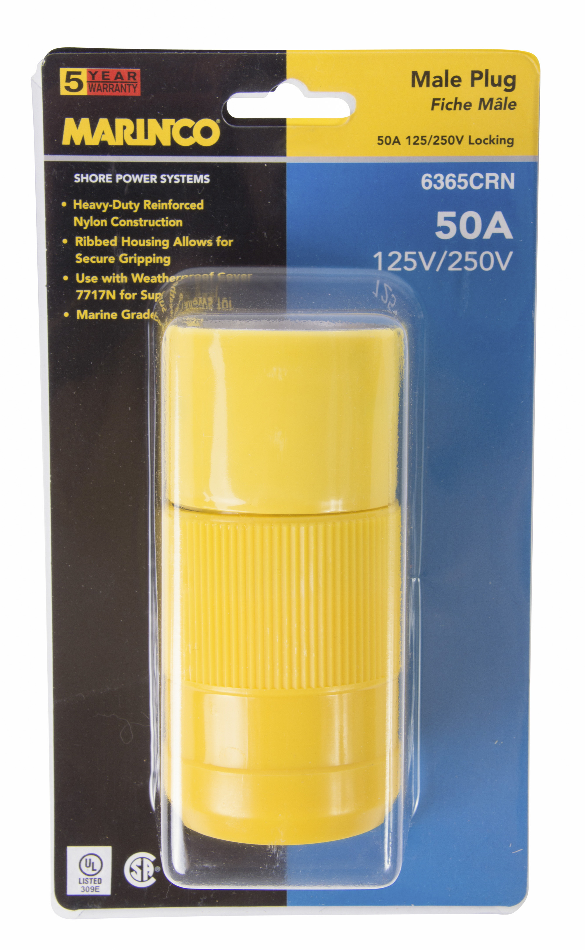 Female Connector, 50A 125/250V, Yellow